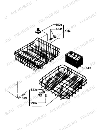 Взрыв-схема посудомоечной машины Zanussi ID4418B - Схема узла Baskets, tubes 061